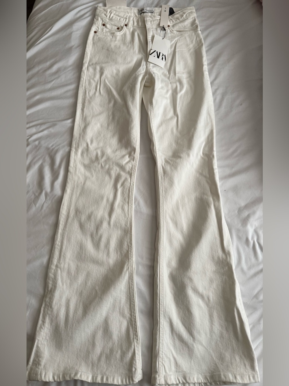 ZARA Off-White Straight-Leg Jeans